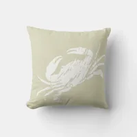 Crab and Lobster White and Sand Beige Coastal Throw Pillow