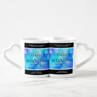 Elegant 41st Blue Topaz Wedding Anniversary Coffee Mug Set