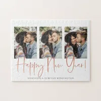 Handwritten New Year Copper Rose Gold Marble Jigsaw Puzzle