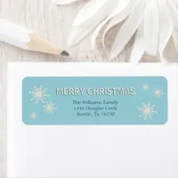 Snowflakes Winter Holiday Blue Simple Fun Minimal Label