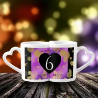 Elegant 6th Amethyst Wedding Anniversary Coffee Mug Set