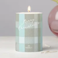 Coastal Christmas Plaid Pattern#2 ID1009 Pillar Candle