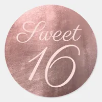 Rose Gold Foil Blush Sweet Sixteen Classic Round Sticker