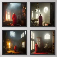 My creepy Masters 4 Pieces of AI Art Wall Art Sets