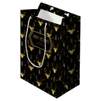 Deer Antlers Arrows Christmas Pattern V2 Gold D861 Medium Gift Bag