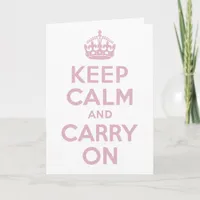 Pink Lettered Keep Calm and Carry On Card