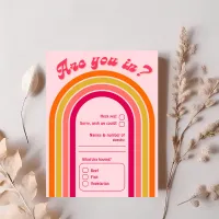 Cool Retro 70's Bright Pastel Pink Wedding RSVP Card