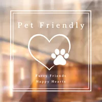 Simple Pet Friendly Heart Paw Print Window Cling