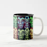 Mayan warriors - surrealism painted design Two-Tone coffee mug