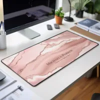 Pink Rose Gold Agate Geode Glitter Glam Business  Desk Mat