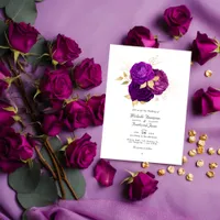 Purple and Gold Floral Wedding QR Code Rsvp Invitation