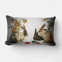 Easter Vintage Bunnies Looking at Candy Eggs, ZSSG Lumbar Pillow