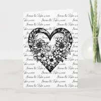 Personalized Black Tribal Heart Valentine's Day  Card