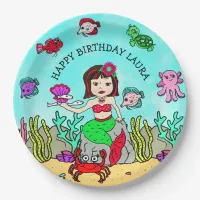 Pretty Pesonalized Ethnic Mermaid Birthday Party Paper Plates