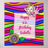 Pretty Blonde Fairy Girl Happy Birthday Poster