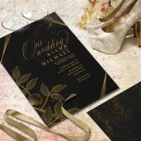 Gold Dust & Outlines Wedding Black/Gold ID835 Invitation