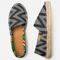 Horiz Zigzag Faux Gray Glitter Image Pattern, ZEA Espadrilles