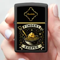 Treasure hunting design featuring gold and shovel zippo lighter