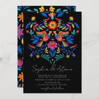 Vibrant Mexican Birds Otomi Floral Fiesta Wedding Invitation