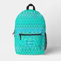 Modern zigzag pattern - waves in turquoise printed backpack