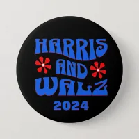 Harris & Walz Retro Flowers Black Button