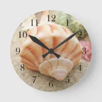 Striped Sea Shell Lightning Whelk Round Clock