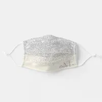 Monogram Metallic Silver Ombre Glitter & Cream Adult Cloth Face Mask