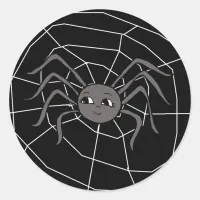 Spider in Web Halloween Classic Round Sticker