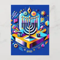 Colorful Hanukkah 2023 Postcard