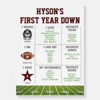 Football First Year Down 1st birthday Foam Board