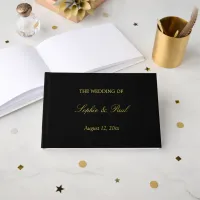 Elegant Black Gold Real Foil Wedding Guest Book