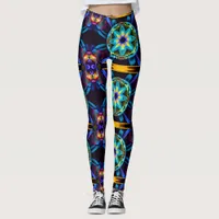 Neon Starburst Kaleidoscope Leggings