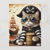 Adorable Pirate Cat Postcard