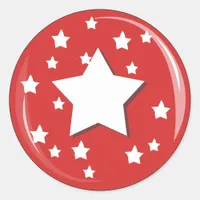 White Stars over Red  Classic Round Sticker