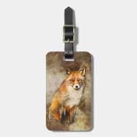 Cozy Watercolor Red Fox in Nature Luggage Tag