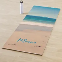 Personalized Aqua Teal Beach Photo Yoga Mat