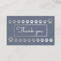 Blue And SIlver Paw Print Pet Loyalty Card