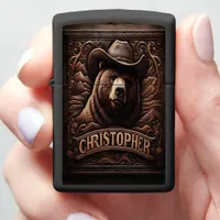 Grizzly In A Cowboy Hat Zippo Lighter