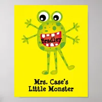 Cute Green Cartoon Monster Funny Fun for Kids Poster
