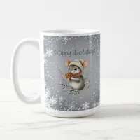 Cute Winter Mouse with Berries Coffee Mug