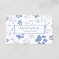 Light Blue Paw Print Dog Walker | Pet Sitter Business Card