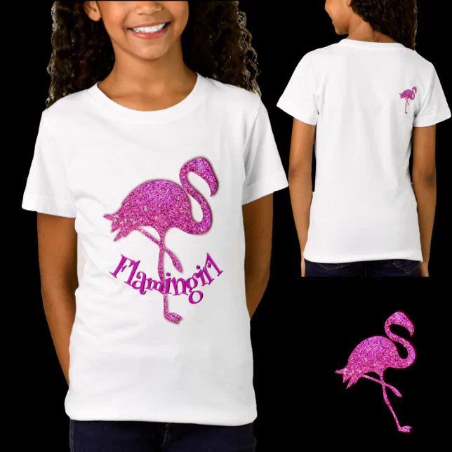 Pink glitter flamingo - customizable text T-Shirt