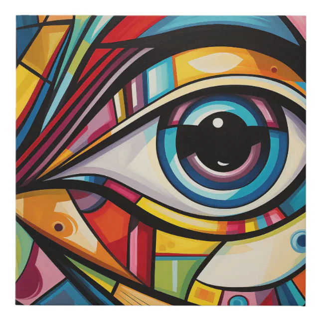 Abstract Eye Colorful Art Deco Faux Canvas Print