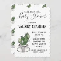 Potted Succulent Cactus Baby Shower Invitation