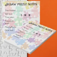 Jigsaw puzzle notes for puzzler fanatic 