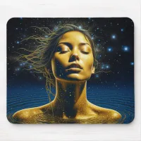 Ethereal Woman Meditating Under the Stars Mouse Pad
