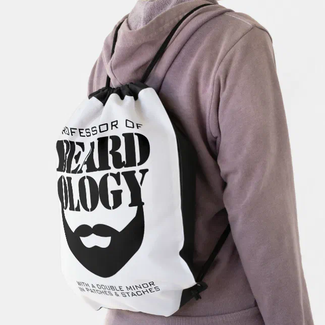 Funny Hairy Professor of Beardology Drawstring Bag