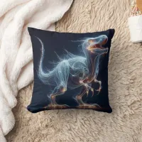 Glowing Dinosaur in Mystical Environment at Night Throw Pillow