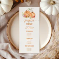 Little Pumpkin On The Way Fall Floral Baby Shower Menu