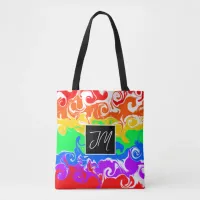 Rainbow Marble Fluid Art  Tote Bag